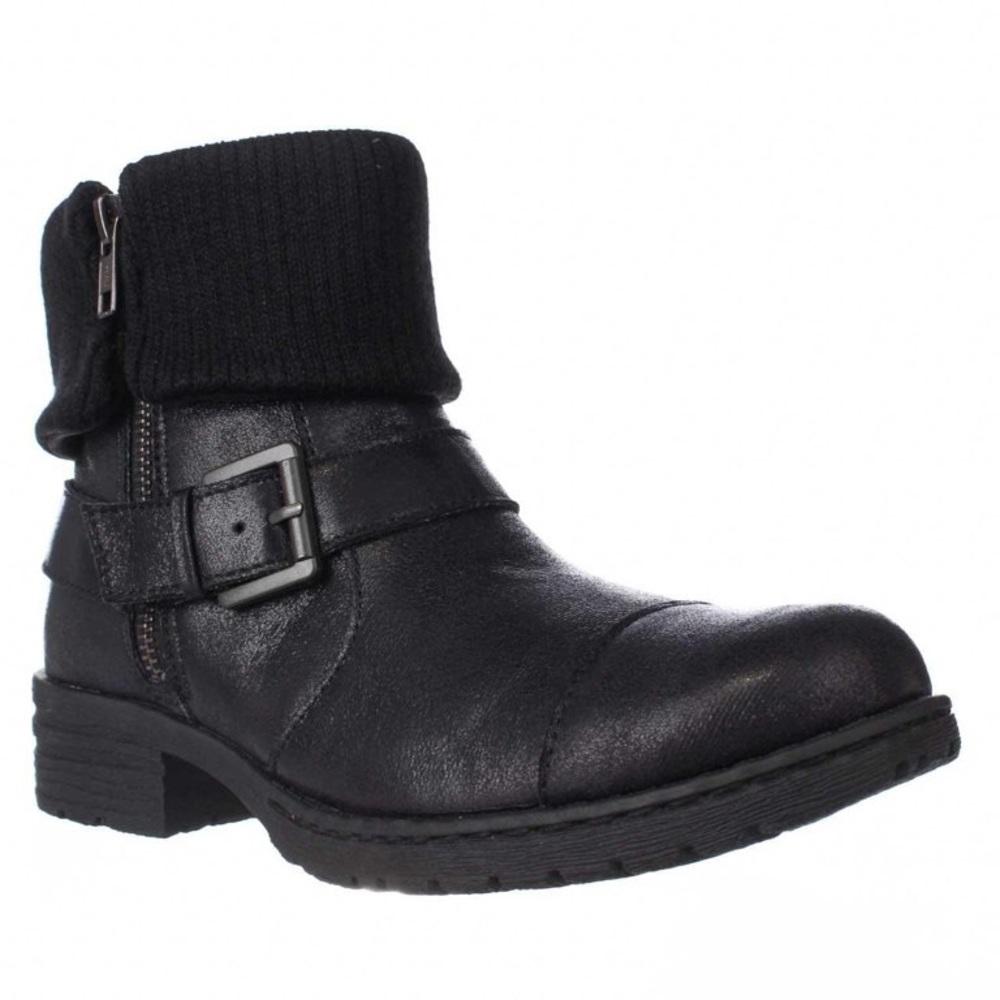 b.o.c. Nisida Cuffed Black Faux Leather Combat Boots